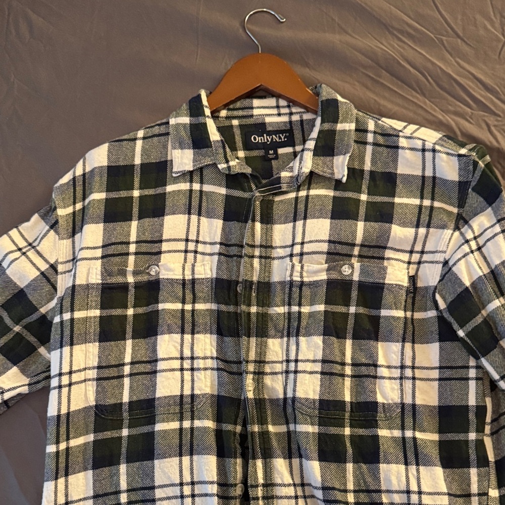 Only NY Black and White Plaid Men's Shirt